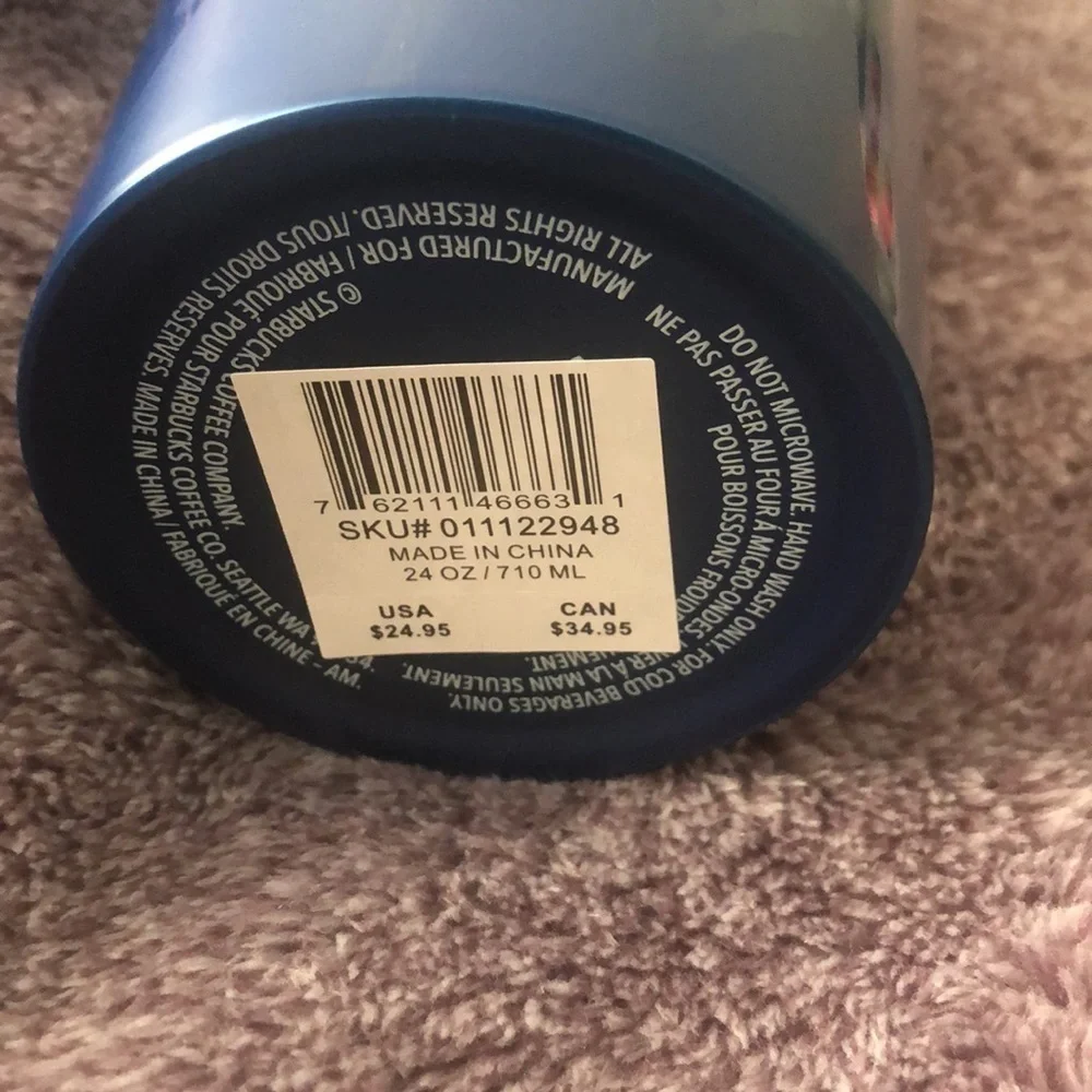 NWT Starbucks Blue Monstera Leaf Stainless Steel Tumbler